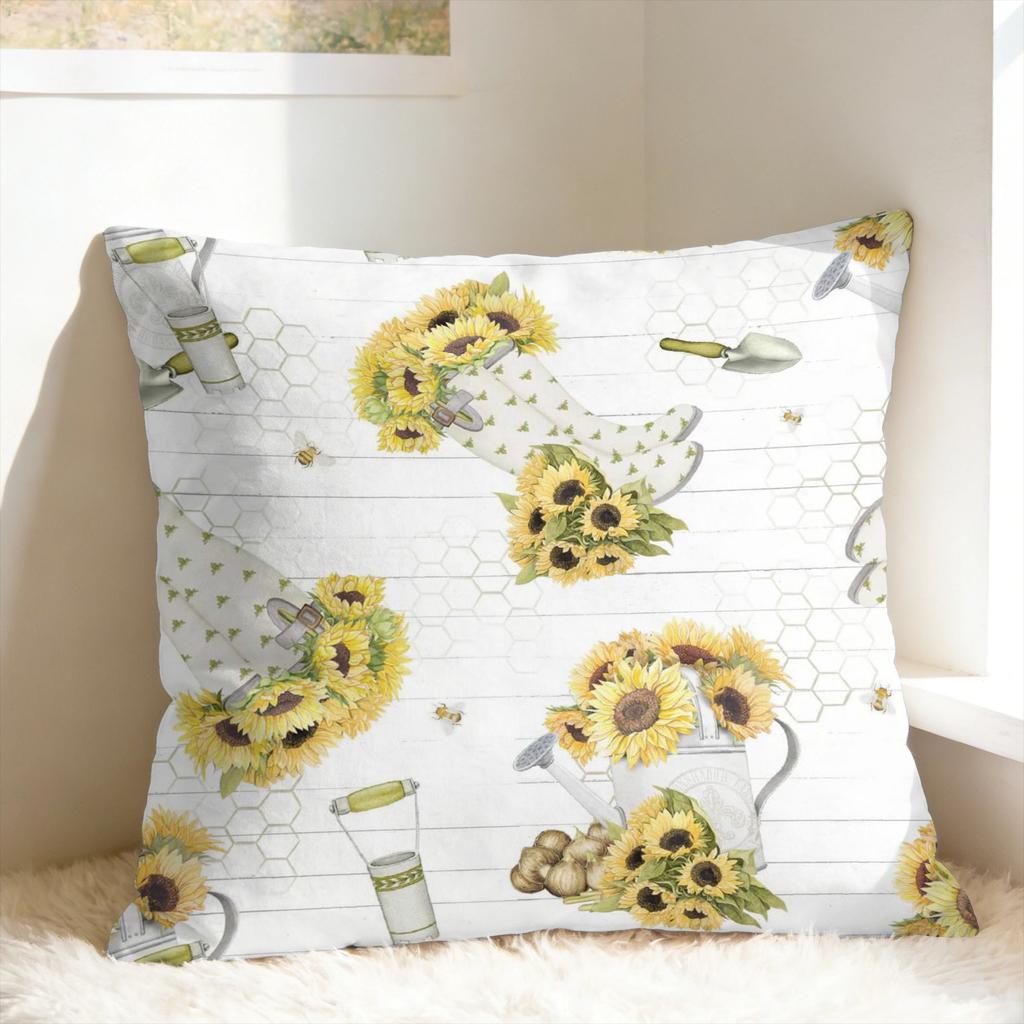 Rural Flowers Pillow Case Sunflower Comfy Pillow Cover For Sofa Car Home Decor Retro Trendy Pillowcases