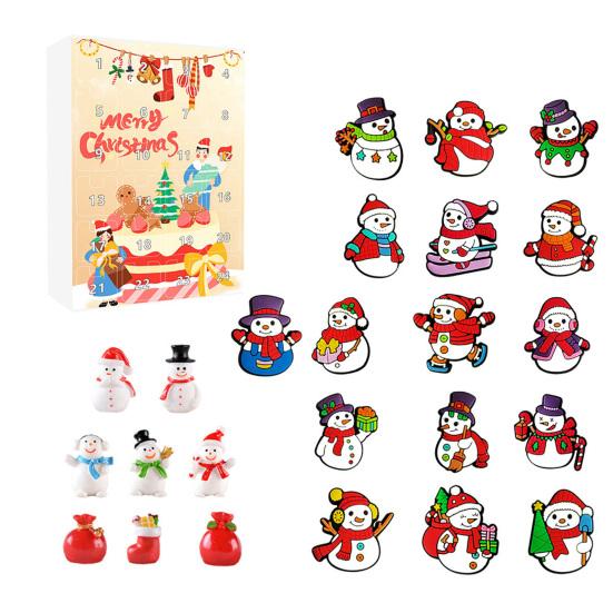 Weihnachts Schneemann Adventskalender 24-Tage Countdown Weihnachtsgeschenkset 2D Cartoon Schneemann Hängedekorationen