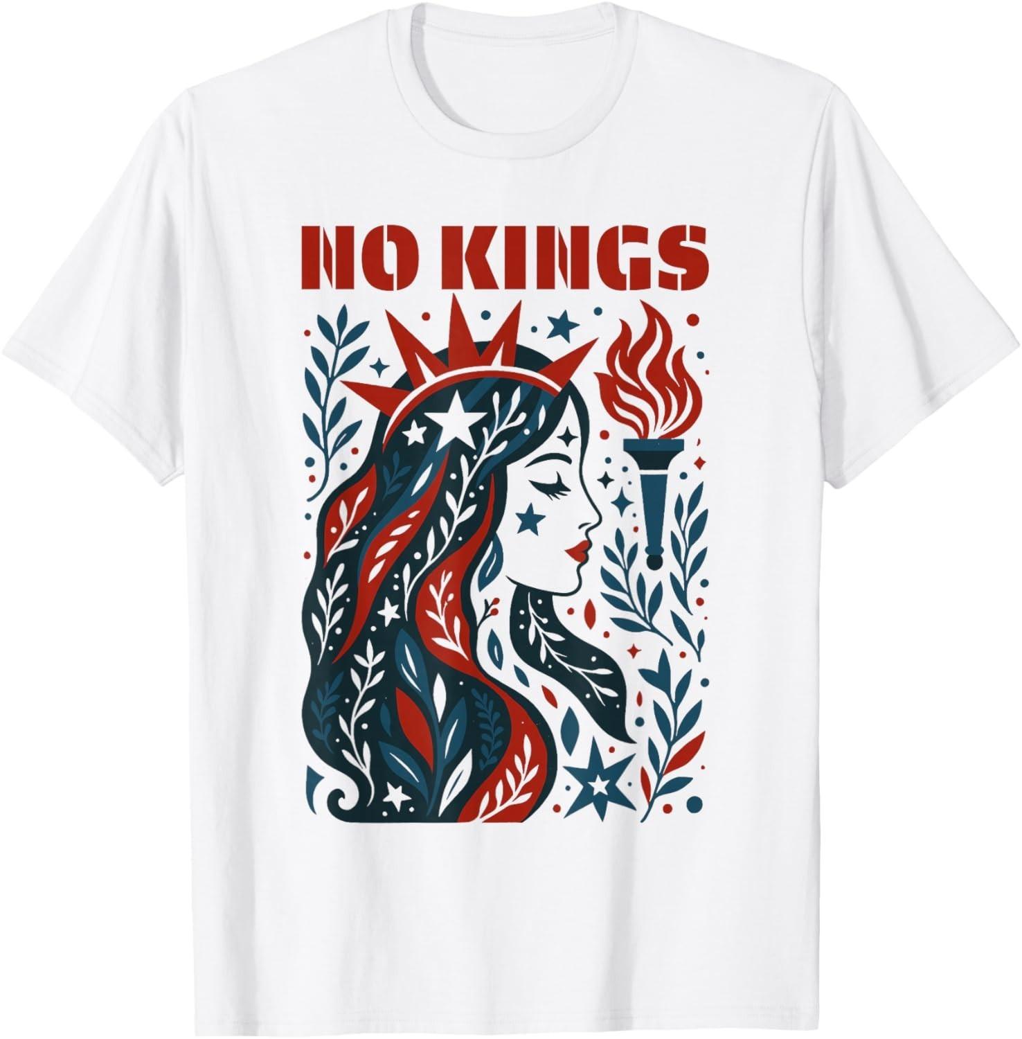 No Kings Retro Patriotic Woman Liberty Art 4th Of July T-Shirt Mens Womens Tees Top unisex T-Shirt Mens Womens Tees Top 3XL