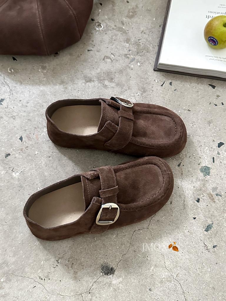 Retro suede platform Boken shoes women's 25 autumn new soft-soled beanie shoes French high-end casual beanie shoes