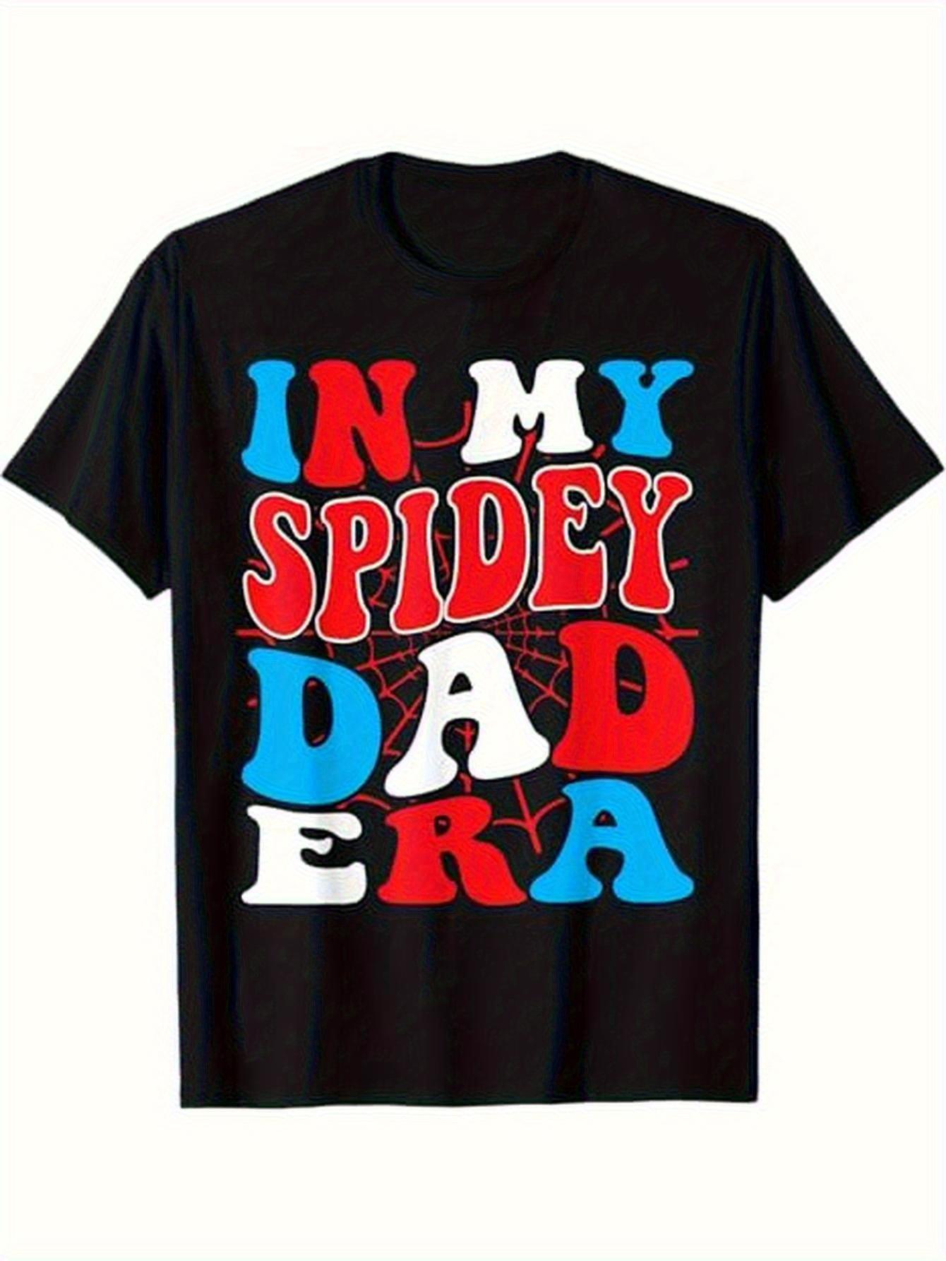 100% Cotton In My Spider Dad Era Graphic T-shirt - Funny Superhero Dad Shirt with Spider Web Design XXL