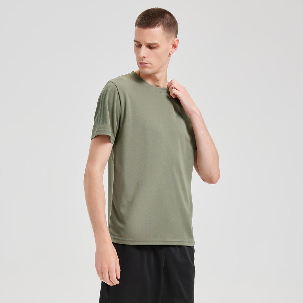 Adidas Pohodlné Prodyšné Rychleschnoucí Ležérní Pánské Tričko s Krátkým Rukávem a Kulatým Výstřihem Stříbrnošedé Zelené BXWTTS01-GN