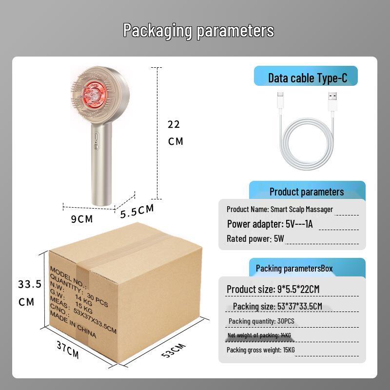 Kırmızı Işıklı Saç Derisi Masaj Aleti ve Losyon Uygulayıcılı EMS Saç Büyütme Tarağı - Saç Dökülmesine Karşı ve Saç Bakım Cihazı
