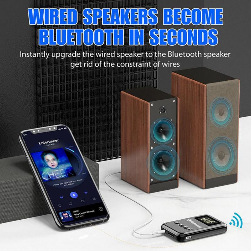 Car Audio Adapter FM Transmitter Music Receiver Wireless Extender Speaker With LED Screen Support TF Card