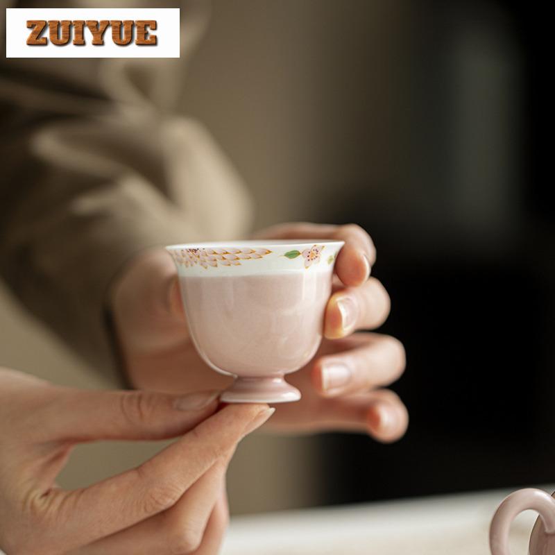 60ml Hand-painted Lace Jade Mud Teacup Elegant Tea Bowl Single Cups Tea-tasting Personal Cup Jianzhan Master Cups Drinkware Gift