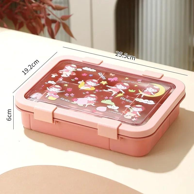 1500ml Leakproof Lunch Box Cartoon Bento Box for Students Office Rectangular Children s Food Container Microwave Oven Tableware розовый 1590₽