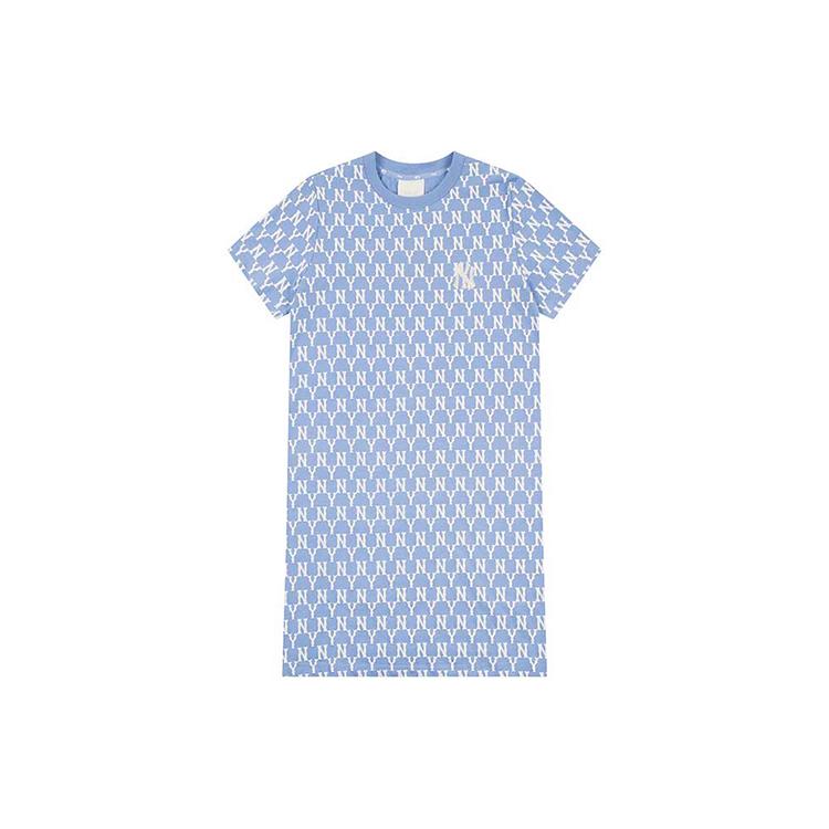 New MLB New York Yankees Short Sleeved Dress Women's Sky Blue 31OP04111-50S