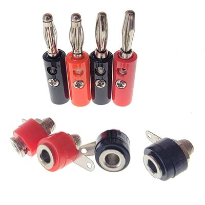 10 STÜCKE Silber 4mm Bananenstecker Laternentyp Stecker und Buchse 4mm Bananenbuchse Plattenmontage Klemmenanschlussadapter Rot Schwarz