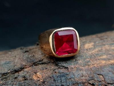 Lab Created Ruby Cushion Gemstone Ring, Rose Gold Ring, Handmade Jewelry, Statement Ring, Engagement Gift, 925 Silver Ring