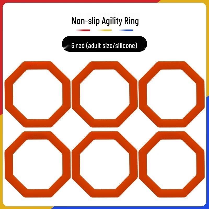 Octagonal Silicone Agility Training Rings - Set of 6