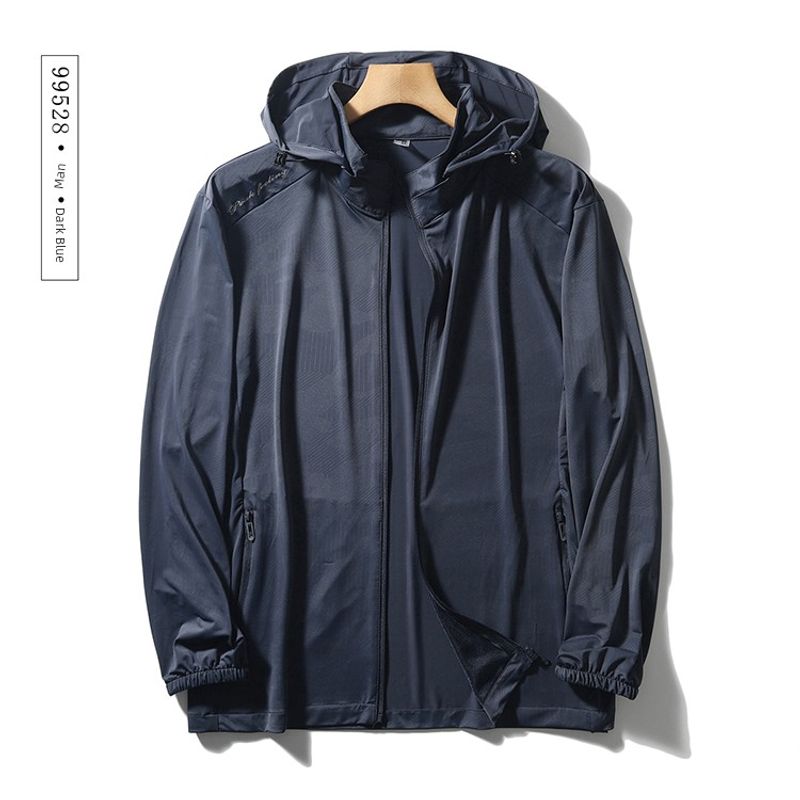 Outdoor Elastic Ice Silk Sun Protection Clothing for Men 2024 New Summer Thin Hooded Skin Windbreaker Foreign Trade Sun Protection Jacket