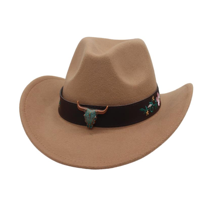 

Outdoor Vintage Jazz Hat Vacation Travel British West Cowboy Hat Felt Hat one size [cow d]