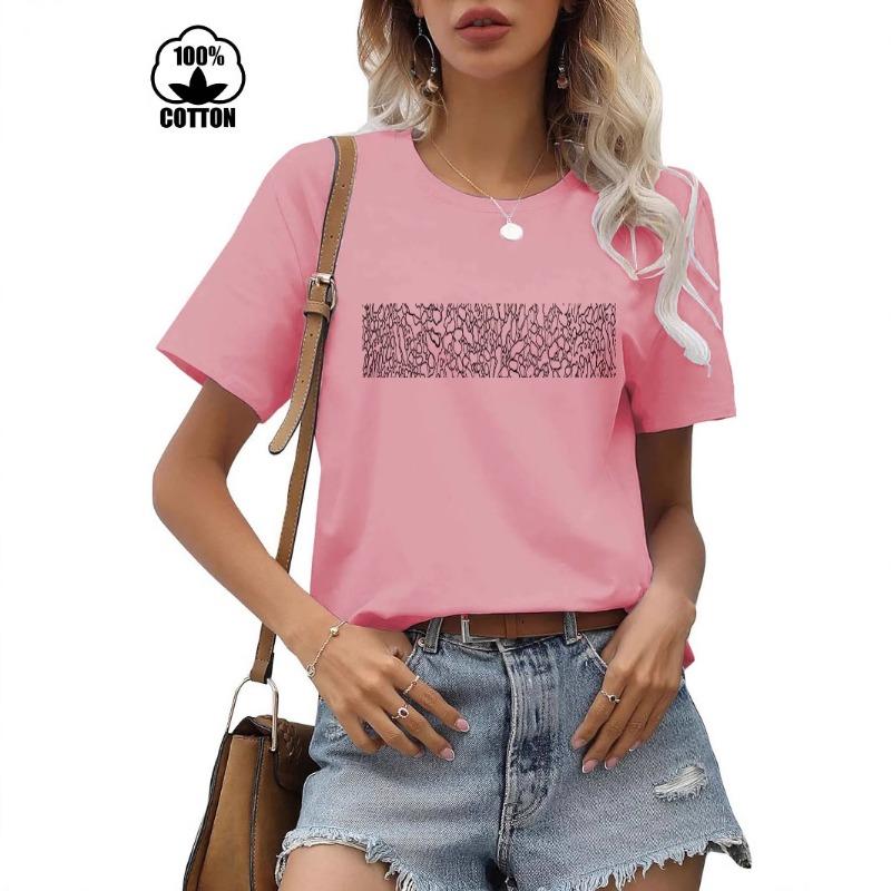 Cotton Short Sleeved Round Neck Printed T-shirt Women