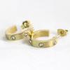 Orecchini Geometrici a U con Strass Moda Europea Americana, Orecchini a Bottone Cuore di Pesca in Acciaio di Titanio Acciaio Inossidabile 4MM