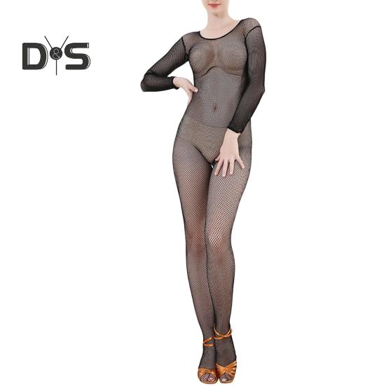 

Женский сетчатый комбинезон с открытыми плечами, обтягивающие тонкие колготки с круглым вырезом, эластичная сетка, комбинезон для танцев и выступлений, латиноамериканские танцы, полный