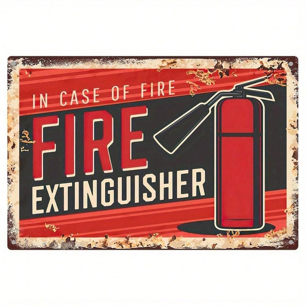 Vintage Fire Extinguisher Metal Sign Retro Garage Wall Decor Industrial Pub Bar Man Cave Plaque