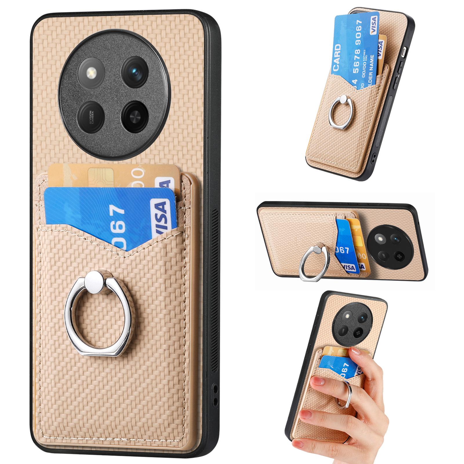 

For Honor X60 Pro 5G Case Card Slots Ring Holder Kickstand Phone Cover Apricot