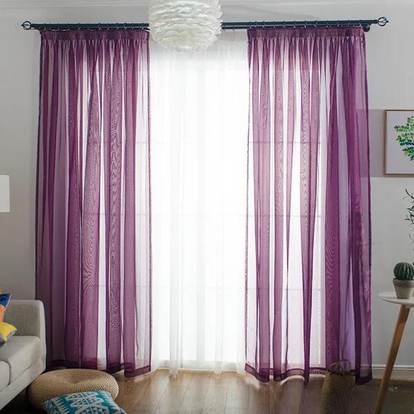 Basic Rod Pocket Sheer Voile Window Curtain Panels White One 1pc for Kitchen Bedroom Children's Room Living Room Decoration