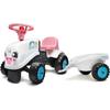 Andador Tractor Rainbow Farm - - Volante direccional con bocina - Blanco y Rosa - 100% Fabricado en Francia - A partir de 12 meses