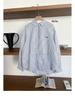 Shi Jian 100% Linen Striped Shirt with Embroidered Horse Design, Loose Fit, Spring Style.