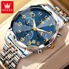 OLEVS 3676 Quartz Movement Watch For Men Classic 24-hour Moon Phase Luminous Function 30M Waterproof Calendar Window Watch