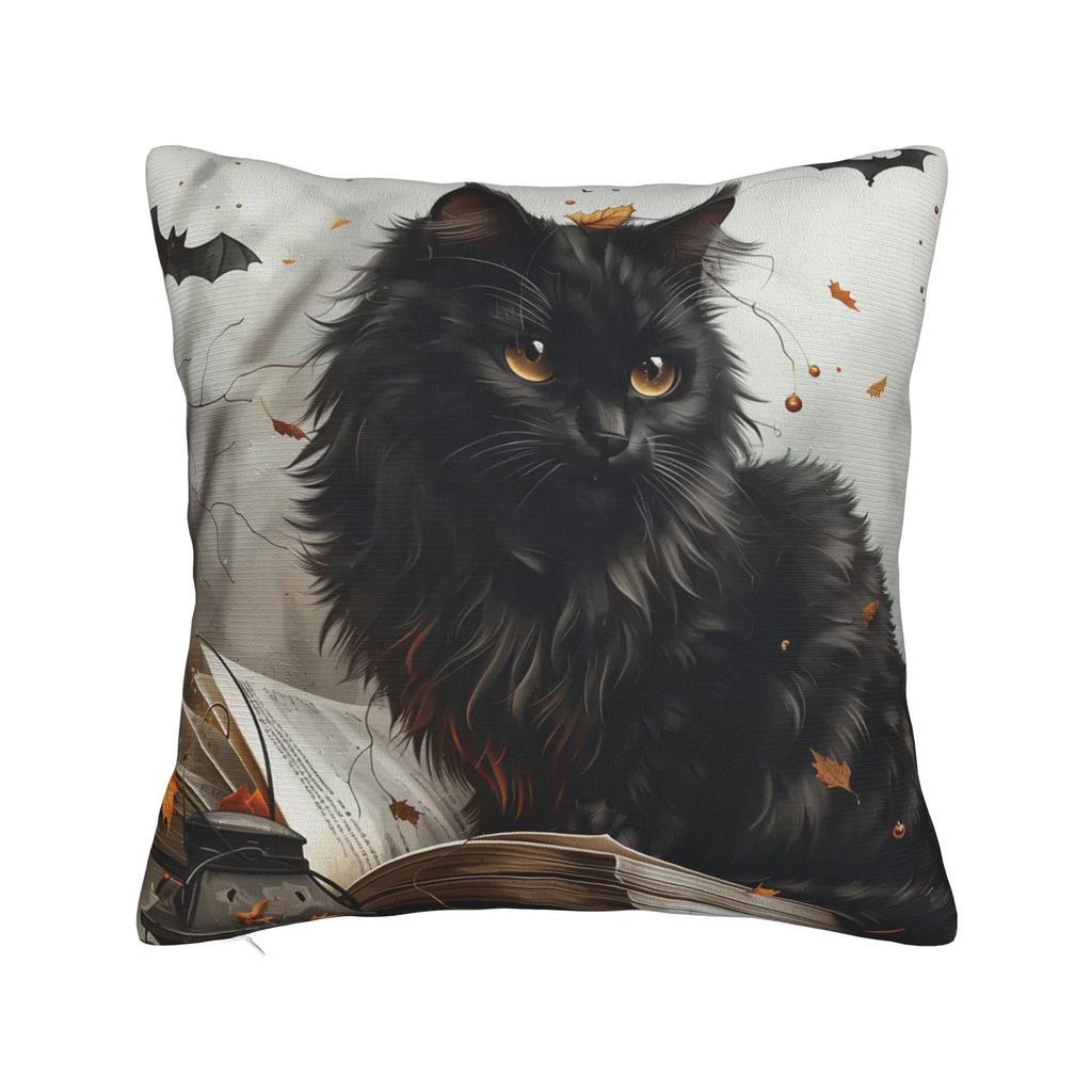 Halloween Black Cats Square Pillow Cases Witchy Moon Gothic Cushion Cover Novelty Decorative Pillowcase for Home 40x40cm