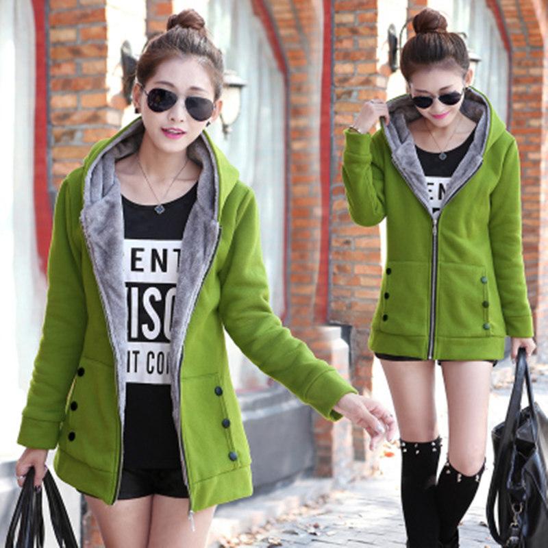Women Hoodies Sweatshirt Casual Coat Large Size Ladies Velvet Thickening Warm Hooded Zipper Jacket Cardigan Jacket For Female XS 1815₽