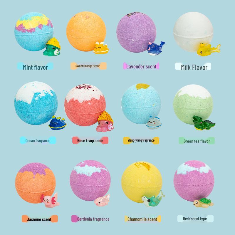 Marine-Themed Plush Toy Bath Bomb Gift Set - 12x70g Bath Salt Balls