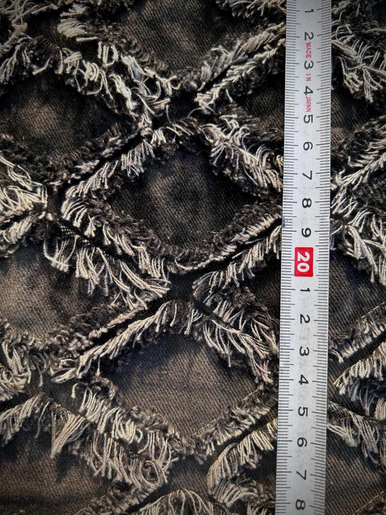 Fringe Diamond Denim Handmade Denim Thin Cotton Denim Fabric Scraps Fabric, Remnants, Fabric, (Smoky, 1m)