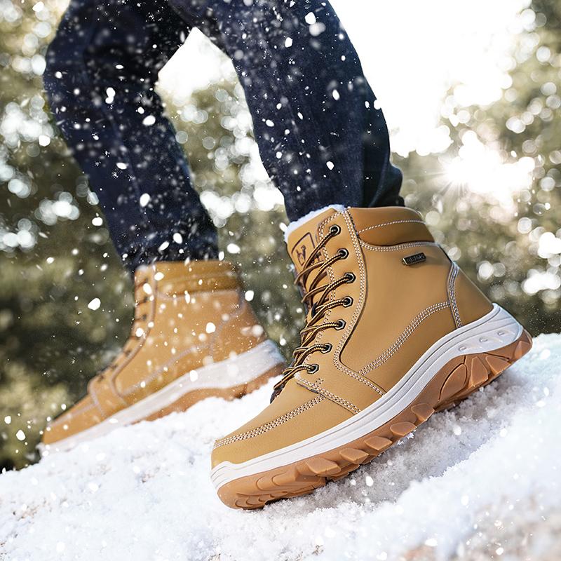 Men's Plus Size Fashionable High Top Outdoor Leisure Hiking Shoes Hiking Shoes with Plush Insulation Cotton Shoes Snow Boots