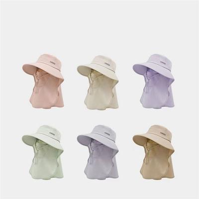 All Round Sunscreen Hat Face Mask Neck Protection One Piece Big Brim Sun Hat Women's Summer Cycling Sun Hat Without Turning Over