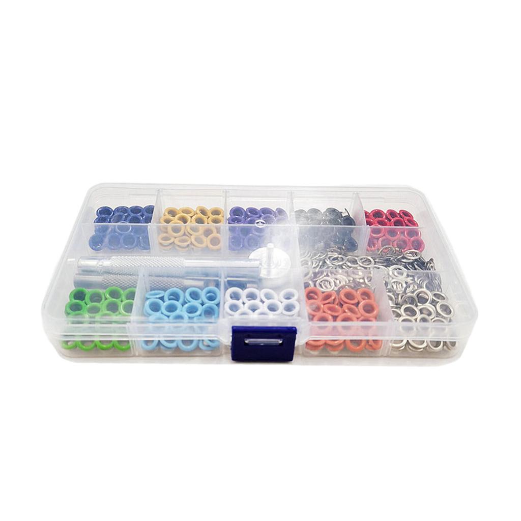 400Pcs 5mm Grommet Eyelets Kits with Setting Punch Tool 10 Colors Metal Eyelets Kits for Leather Fabric Belt Clothes