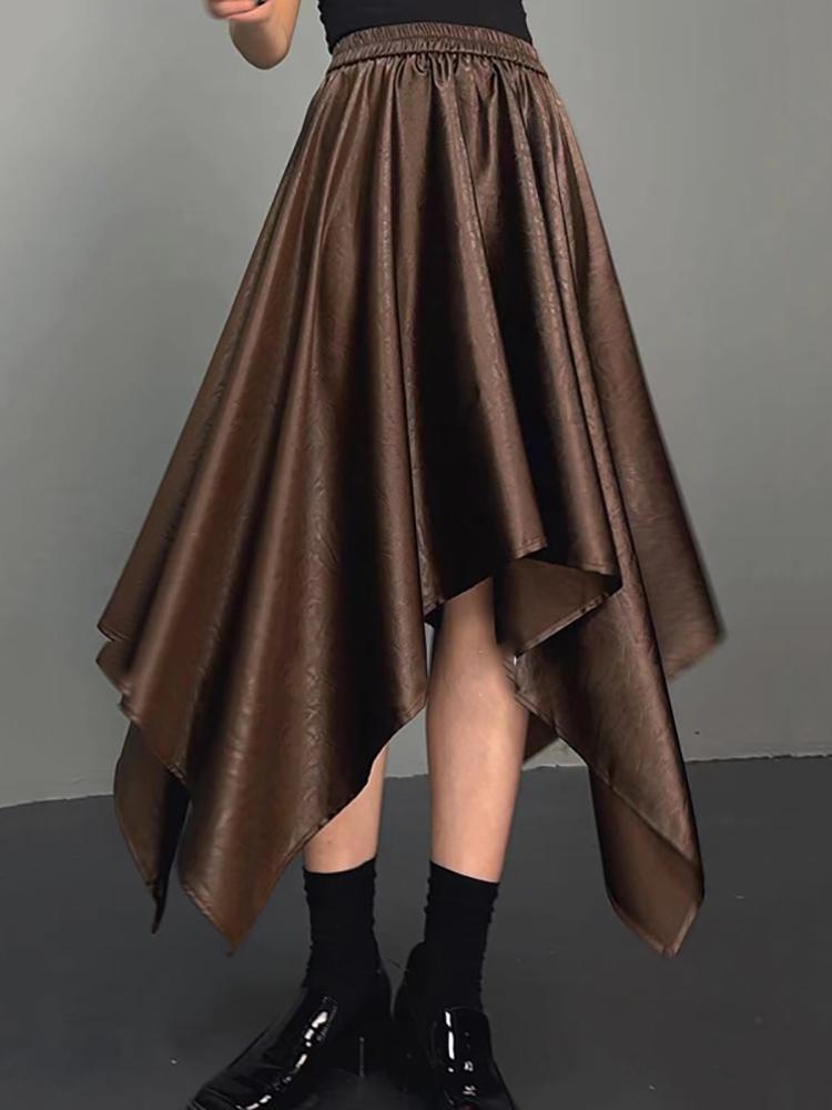 Xitao Asymmetrische einfarbige Pu-Röcke HQQ2420