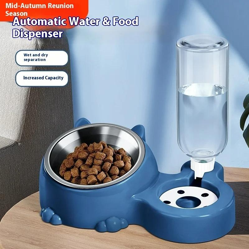 2-in-1 Stainless Steel Pet Bowl - Anti-Spill & Anti-Tip Food & Water Bowl, Suitable for Dogs, Cats, Kittens & Puppies