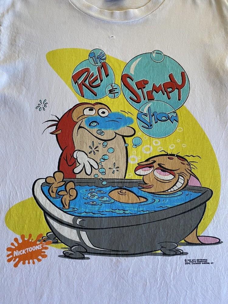 

1992 The Ren amp; Stimpy Show Short Sleeve Cotton Unisex S2345XL Unisex T-Shirt XL