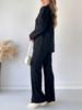 Autumn New Women's Solid Zipper Knit Set High Neck Lounge Pajamas Two Piece Outfit