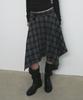 Saendeulig Check Unbalanced Midi Skirt_Purple