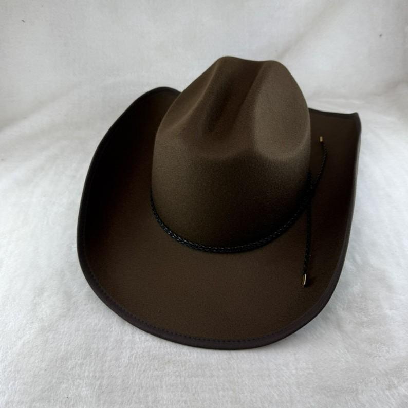 Jesienno-zimowy męski kapelusz rycerski kapelusz filcowy imitacja wełny garb krowia głowa klamra kowbojski kapelusz westernowy