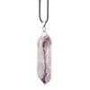 Hexagon Natural Stone Necklace With Crystal Bullet Pendant For Wear Fashion