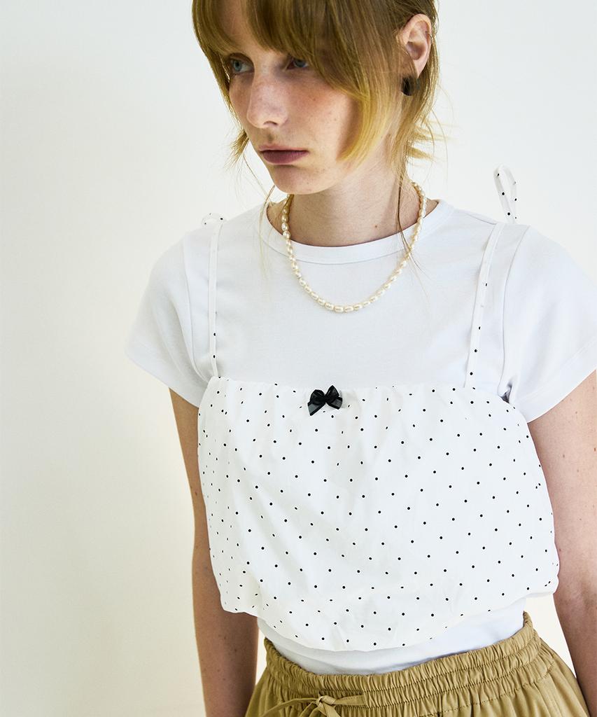 COQUET Ribbon Dot Tube Top Ivory