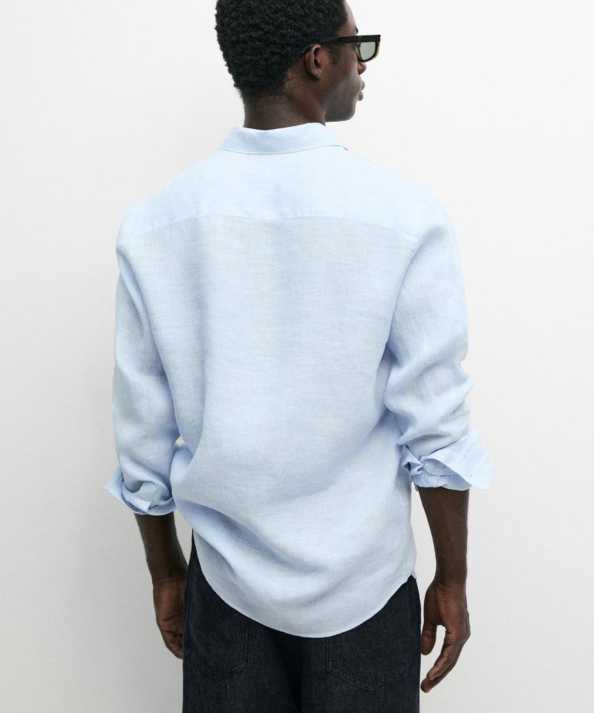 Masimodutti Regular Fit Melange Linen Striped Shirt