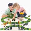 Dinosaur World Race Track Toys - 216pcs Flexible Track Playset with 1 Dinosaur Car, 1 Race Car, 6 Dino Toys, for Kids 3 4 5 6 Year & Up Old (Boys and