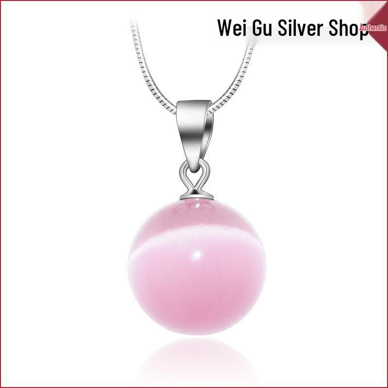 Elegant Cat's Eye Pearl Drop Pendant Necklace in Silver for Women