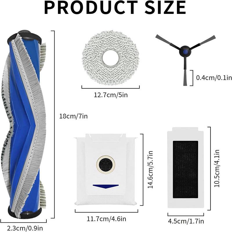 ECOVACS Deebot T30 Pro MAX Dammsugartillbehör: Mopp, Rullborste, Filter, Dammpåse.