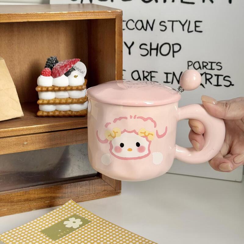 Star Ceramic Mug with Lid and Spoon