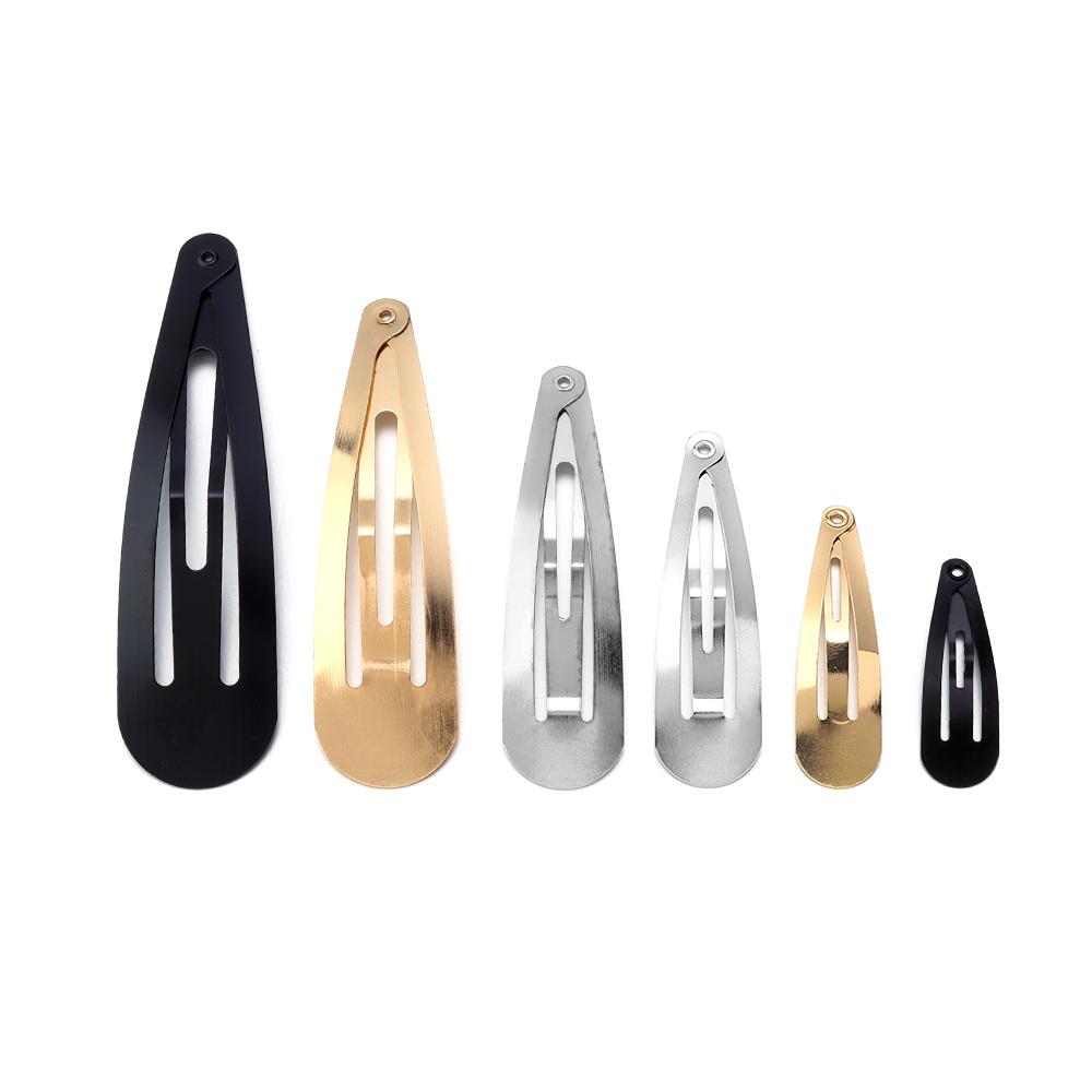 50pcs/lot Metal Water Drop Shaped Hairpins KC Gold BB Hair Clips Snap Barrettes For DIY Fashion Headwear Jewelry Accessories