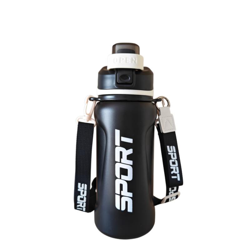 Water bottle double drink stainless steel water cup thermos cup large capacity outdoor straw sports student cup kettle