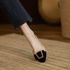 Xiaoxiangfeng 2025 new bag head sandals middle heel thick heel empty single shoes spring and summer French high heels