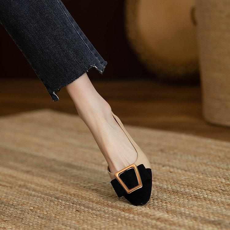 Xiaoxiangfeng 2025 new bag head sandals middle heel thick heel empty single shoes spring and summer French high heels