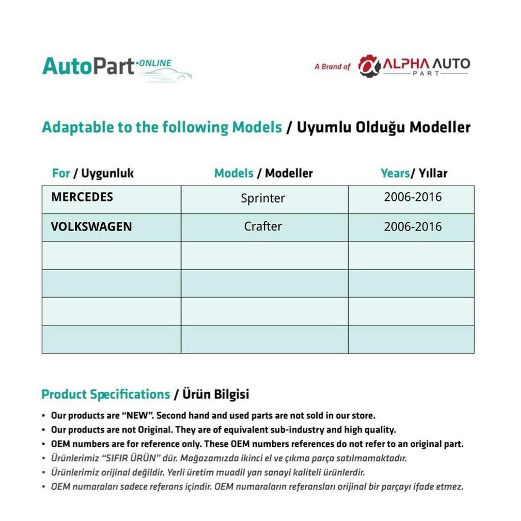 Sada na opravu skla pro Mercedes Sprinter, Crafter-Right-Left-SET